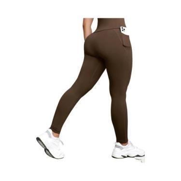 Imagem de Leggings Femininas De Cintura Alta Em Cor Sólida, Calças De Treino Que