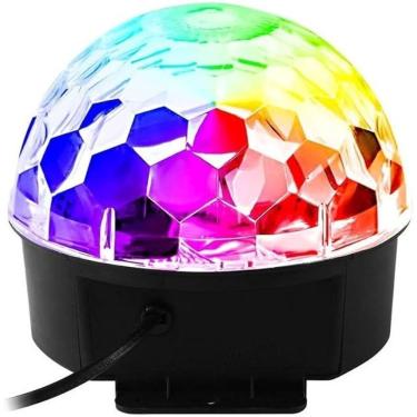 Imagem de Globo de Luz LED Musical LK306BLU9LED com Bluetooth e Modo Audiorítmico RGB Rotativo Preto Luatek