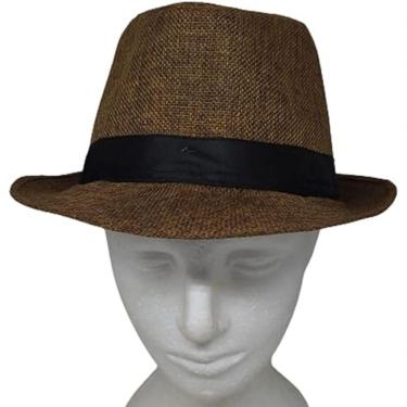 Imagem de Chapéu Panamá FG Estilo Panama Aba Larga Fedora em Poliéster de Alta Qualidade Tamanho Único 56 a 59 cm Marrom Masculino