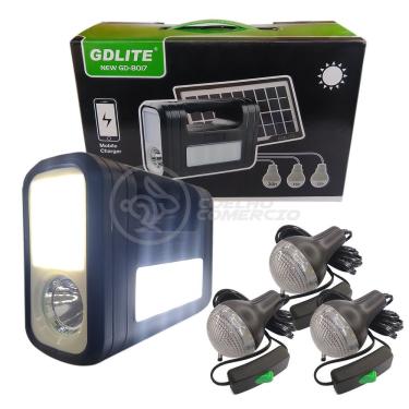 Imagem de Kit Lanterna com Placa Solar Gdlite Iluminação com Lâmpadas LED e Carregador Portátil U...