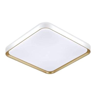 Imagem de Plafon Hevvy Toronto Quadrado 30cm 24W Branco e Dourado