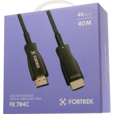 Imagem de Cabo HDMI Fibra Óptica 4K FK 784C com Largura de Banda 18.2GBPS 40M Preto Fortrek