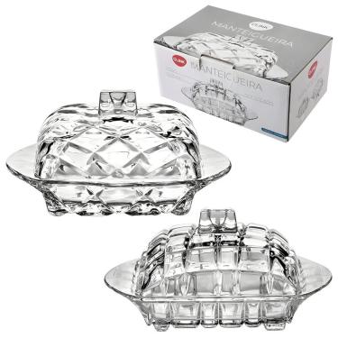 Imagem de Manteigueira de Vidro F0154 para Armazenar Manteiga com Tampa e Design Compacto para Mesa Ou Geladeira Transparente