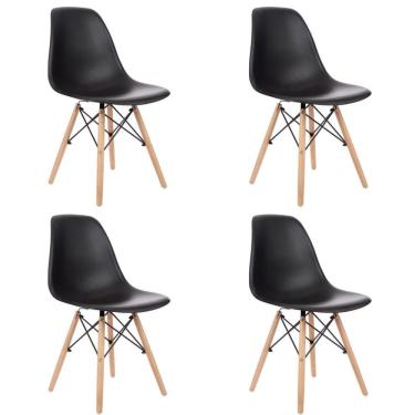Imagem de Kit 4 Cadeiras De Design Charles Eames - Preto Preto