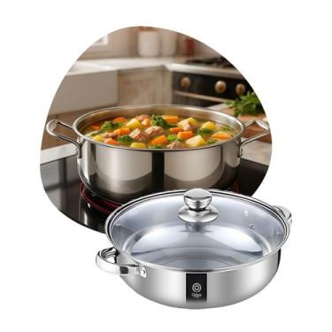Imagem de Panela Aço Inox Caçarola Grande 5L Fundo Triplo Indução Gás - Oásis Ma