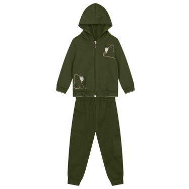 Imagem de Conjunto infantil em moletom com estampa de ursinho Brandili-Masculino