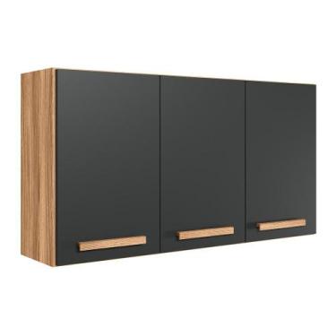 Imagem de Armario de Cozinha Aéreo Intenza 120cm 3 Portas Freijó/Chumbo - Niciol