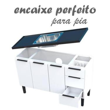 Imagem de Gabinete de Aço Para Pia 140cm 3 Portas 3 Gavetas Jupter Cozimax Preto