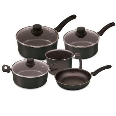 Imagem de Conjunto de Panelas Antiaderente Santiago Black 5 PÇ Eirilar
