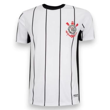 Imagem de Camisa Corinthians Fitness Branca Listrada Masculina Oficial