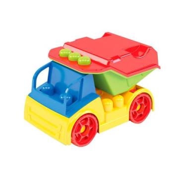 Imagem de Brinquedo Infantil Educativo Caminhãozinho Com Blocos De Montar 9 Peça