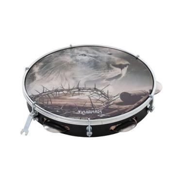 Imagem de Pandeiro Vanguarda 10" ABS Pele Leitosa Personalizado Leão (Preto) - 1