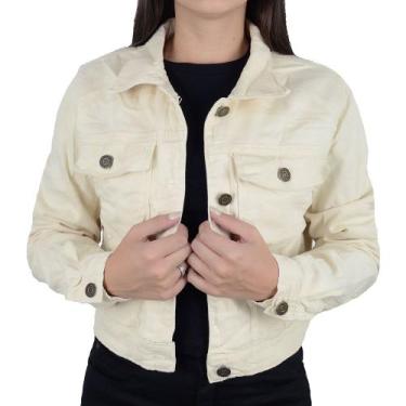 Imagem de Jaqueta Feminina Consciência Jeans Cropped Bege 09902, G