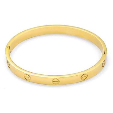 Imagem de Bracelete Aço Dourado Relevo Circular - Vorax Woman