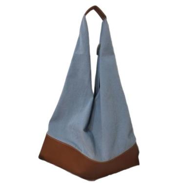 Imagem de Bolsa sacola couro com lona - AL Bolsas e acessórios 
