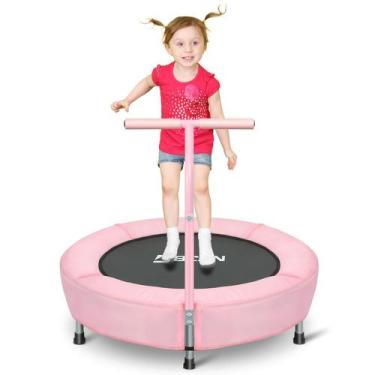Imagem de Trampolim BCAN Mini dobrável de 91 cm com alça para 2 a 5 anos rosa