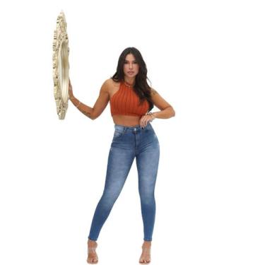 Imagem de Calça Jeans Feminina Levanta Bumbum  Cós Alto+lycra - NO ALCANCE JEANS