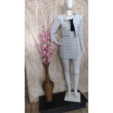 Imagem de Conjunto short/ saia e blazer, tamanho G, tecido jacquar - Nill Modas