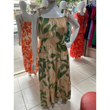 Imagem de Vestido longo Floral - Viscolino, Bege, g1