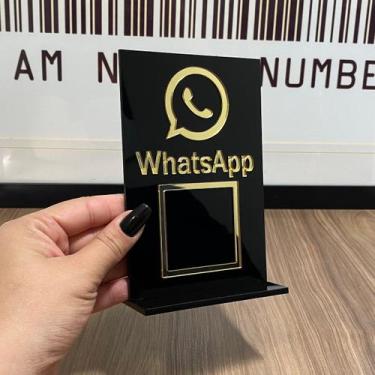 Imagem de Placa de WhatsApp QrCode Para Mesa Balcão c/ base - Acrílico - Acrihom