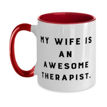 Imagem de Presentes reutilizáveis para esposas, My Wife Is an Awesome Therapist, Caneca divertida de dois tons 325 ml para do marido