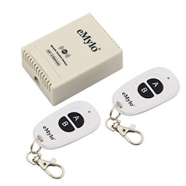 Imagem de Interruptor de relé RF eMylo Módulo de controle remoto sem fio inteligente 433Mhz Receptor de relé com dois transmissores DC 12V Dois canais para porta de garagem leve, cortinas elétricas, fechaduras, bomba d'água