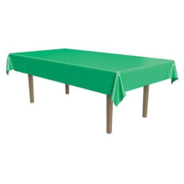 Imagem de Capa de mesa retangular de plástico de obra-prima (verde) acessório de festa (1 contagem) (1/Pkg)