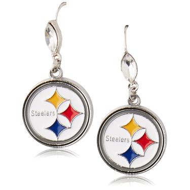Imagem de NFL Siskiyou Sports Pittsburgh Steelers Brincos pendentes de cristal feminino tamanho único cor do time, branco