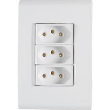 Imagem de Conj 4x2 3 Tomadas 2p+t 20 A 250 V Tramontina Liz Branco