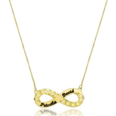 Imagem de Colar Símbolo Do Infinito Com Nomes E Detalhes Em Zircônia