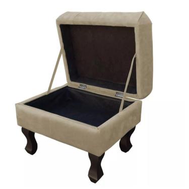 Imagem de Puff Baú Retrô Luis Xv Capitonê Bege - DS Móveis