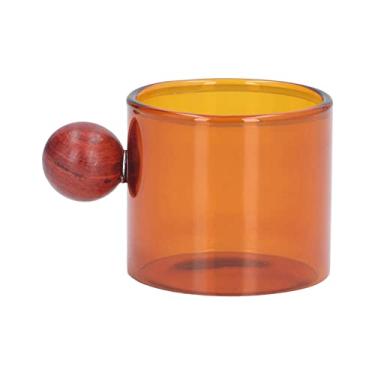 Imagem de Copo de ¨¢gua de vidro,al?a de sandalo copo de caf¨¦ multiuso resistente ao calor transparente simples e estilo vintage copo de suco de caf¨¦ para crian?as e adultos(Amber), X¡§acara de caf¡§| Caf¡§|