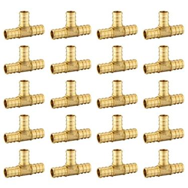 Imagem de (Pacote com 20) Eficield PEX 3/4 polegadas TEE BRASS CRIMPING FITTING (sem chumbo) - 20 peças (3/4" x 3/4" x 3/4")