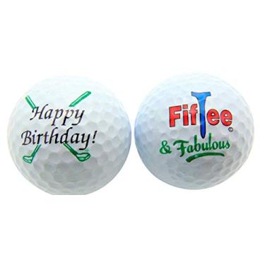 Imagem de 50º aniversário FifTee & Fabuloso conjunto de 2 bolas de golfe pacote de presente para jogadores de golfe