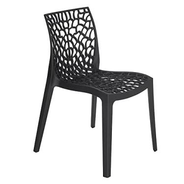 Imagem de Loft7, Cadeira Gruvyer, Polipropileno com Encosto Versátil para Sala de Jantar Cozinha Bar Jardim Varanda Cafeteria Shopping Salão de Festas, Fosco Preto