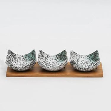 Imagem de Prato de cerâmica japonesa criativa bandeja de madeira sobremesa frutas secas prato de doces, 8