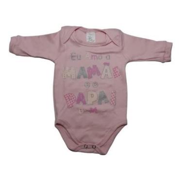Imagem de Body Longo Bebe Menina Eu Amo A Mamãe E Papai Bicho Molhado
