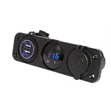 Imagem de Ymiko Tomada de carregador USB 3 em 1 para tomada de isqueiro Voltímetro LED com ajuste para veículo de 12 V-24 V, motocicleta, quadriciclo, barco, carro, marinho, UTV, campista, trailer, trailer, viagem