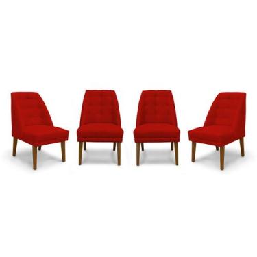 Imagem de Kit 4 Cadeiras De Jantar Paris Suede Vermelho - Meular Decor - Meu Lar