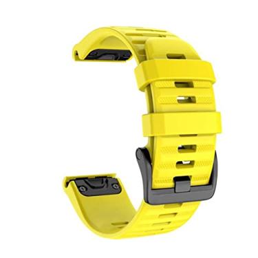 Imagem de GANYUU 20 22 26mm Correia de silicone fácil de liberação rápida para Garmin Fenix 7 7X 7S 6X 6 Pro Fenix 3 3HR para Garmin Fenix 5X 5 5X Plus Strap (Cor: Amarelo, Tamanho: Fenix 7X)