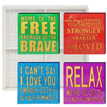 Imagem de Moldes de placa quadrada Citações inspiradoras Moldes de resina de epóxi de silicone Placa patriótica I Love You Signs Molds de fundição de silicone DIY Decoração de escritório em casa Motivacional positiva Decoração de mesa