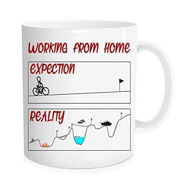 Imagem de Caneca de café engraçada – Caneca com expectativas de casa, caneca de trabalho de casa, canecas para amigos, colegas e família – Caneca de novidade de 325 ml
