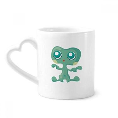 Imagem de Caneca alienígena universo alienígena verde caneca café cerâmica copo de coração de vidro