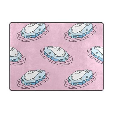 Imagem de My Little Nest Tapete de área leões marinhos gelo rosa leve antiderrapante tapete macio 4'10" x 6'8", esponja de memória interior exterior decoração tapete para sala de jantar quarto escritório cozinha