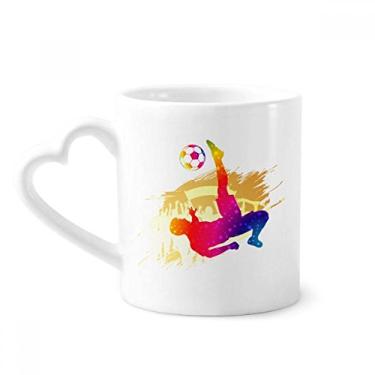 Imagem de Caneca de café de cerâmica para jogador de futebol animado, copo de coração de vidro