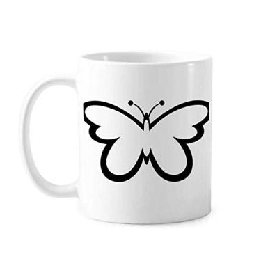 Imagem de Caneca de cerâmica preta voadora simples preta borboleta cerâmica xícara de café porcelana louça