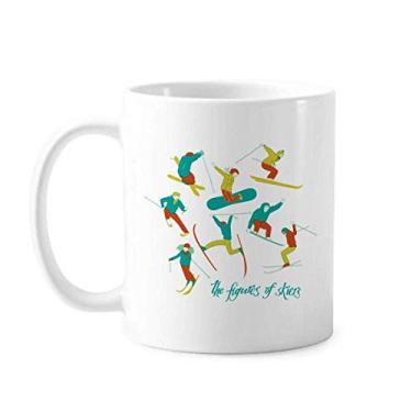 Imagem de Esqui de inverno ilustração colorida caneca cerâmica café porcelana xícara louça