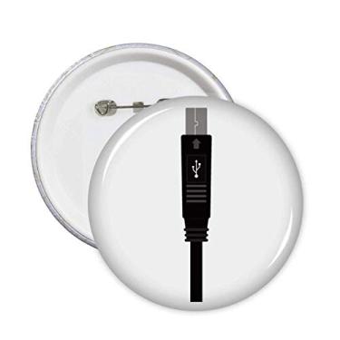 Imagem de Cabo de carregamento preto USB plugue padrão pinos crachá botão emblema decoração acessório 5 peças