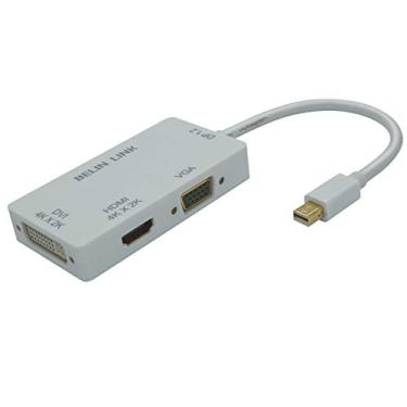 Imagem de Mini dp Thunderbolt para HDMI DVI VGA 3 em 1, adaptador de dois 4K, adaptador de vídeo conector banhado a ouro Bilin Link, para MacBook Pro MacBook Air Surface Pro(Retangular)