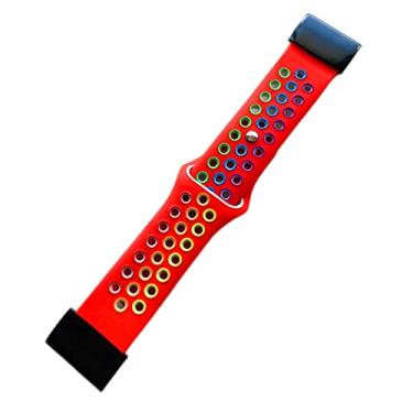 Imagem de KAPPDE 22 26mm pulseira de relógio de silicone fácil pulseira de ajuste rápido para Garmin Fenix 7 7X /3HR/Fenix 5X/Fenix 5X Plus/S60/D2/MK1/Fenix 5/Fenix 5 Plus (Cor: vermelho arco-íris, tamanho: Fenix 3 3HR MK1)